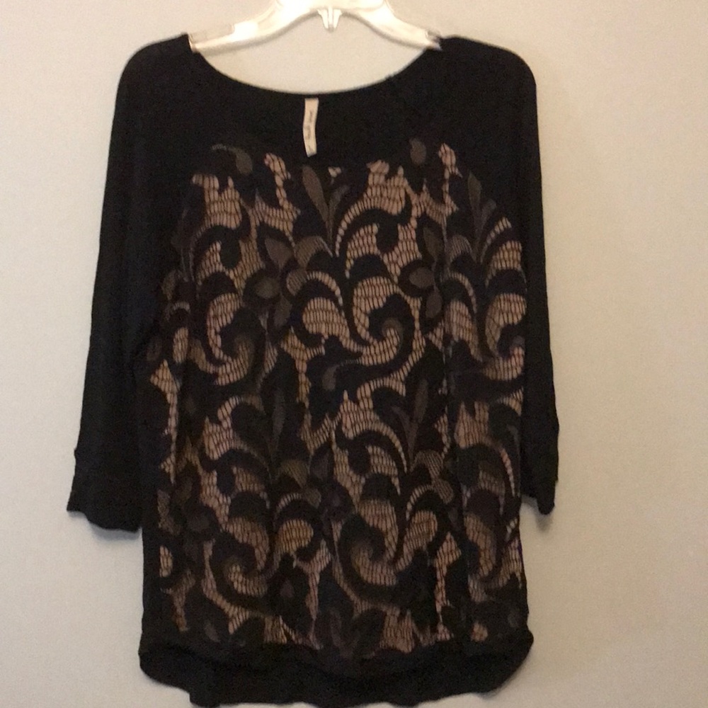Sweet Grey Carlisle mixed material top